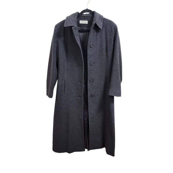 Calvin Klein Wool Long Coat Women’s Sze 4 Charcoal Gray Button Front Classic - Picture 3 of 15